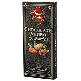 CHOCOLATE NEGRO 70% CACAO, ALMENDRAS MARCONAS ENTERAS. Chocolates. GREDOS ALIMENTARIA